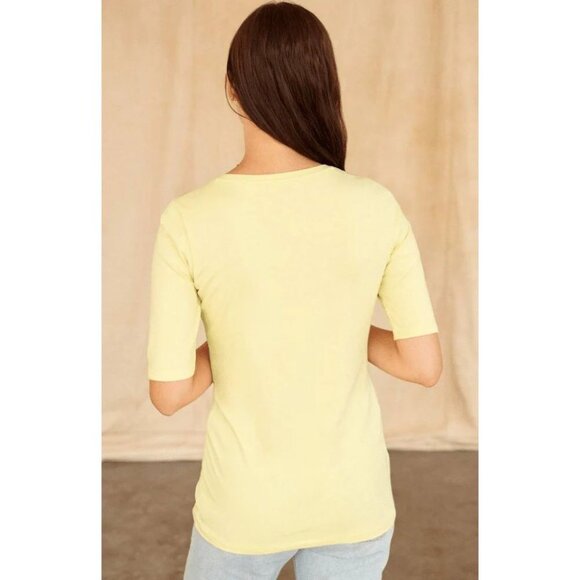 WHITE + WARREN Grey Cotton Modal Jersey Scoop Neck Half Sleeve T-Shirt, Size XS - Picture 12 of 13